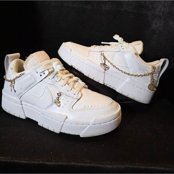 Nike Af1 Women's 7.5 with Gold Accents - Picture 2 of 9